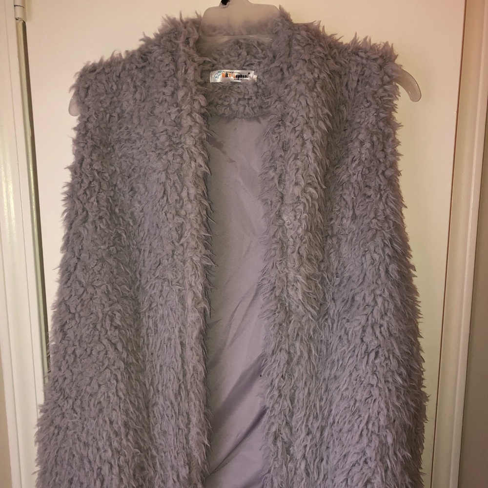 Fur grey vest